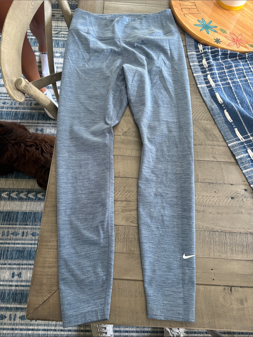 Nike Kids Heathered Light Blue Athletic Leggings